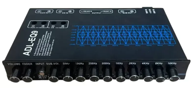 Bộ Chỉnh Âm ADL-EQ9 4.1 — Equalizer Chỉnh 50Hz–16KHz, Sub Siêu Trầm Cho Xe Hơi