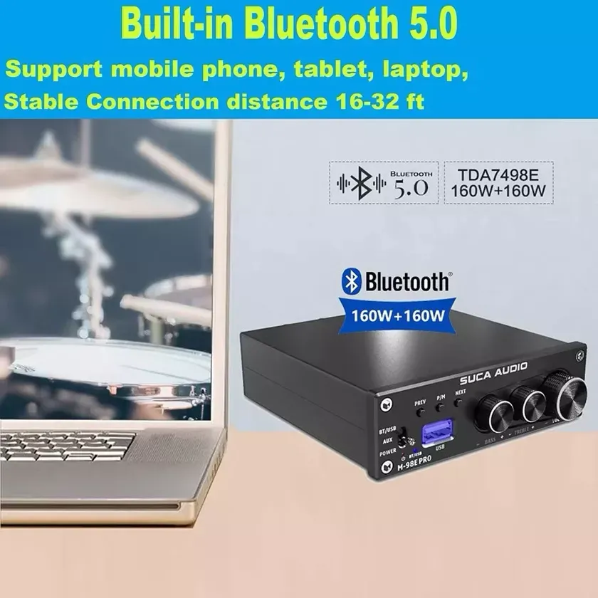 Amply Suca M98E-Pro TDA7498E 160W×2 — Amply HIFI Bluetooth 5.0 Cao Cấp