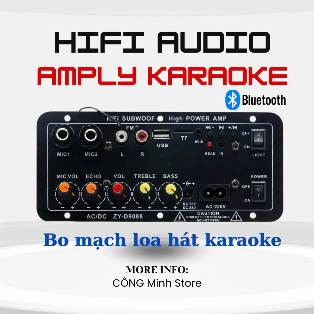 ZY-D9 Bo mạch mainbroad Bluetooth 5.4 đóng loa hát KARAOKE 2 micro bộ chỉnh âm thanh chuyên nghiệp công suất tôi đa 120w âm thanh nổi stereo mạch loa D10
