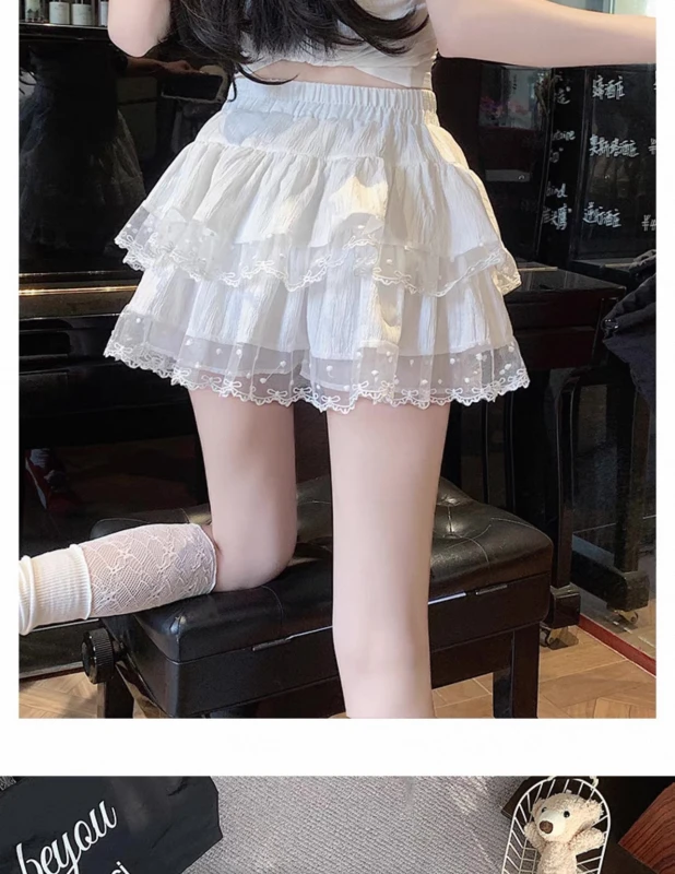 Chân váy ngắn bèo phối ren xếp ly conquette form bồng nhiều tầng dễ thương
